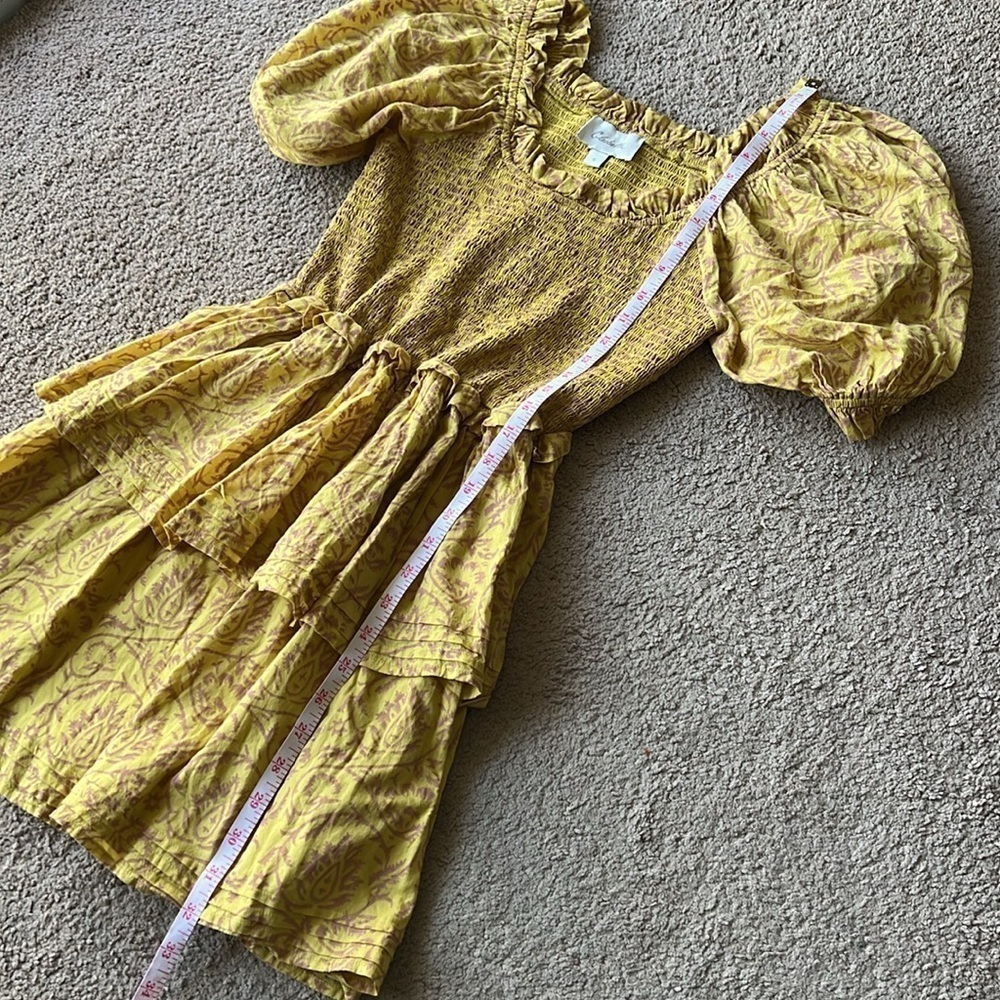 Cleobella Luna Smocked Mini Dress Camellia Yellow - Picture 12 of 14
